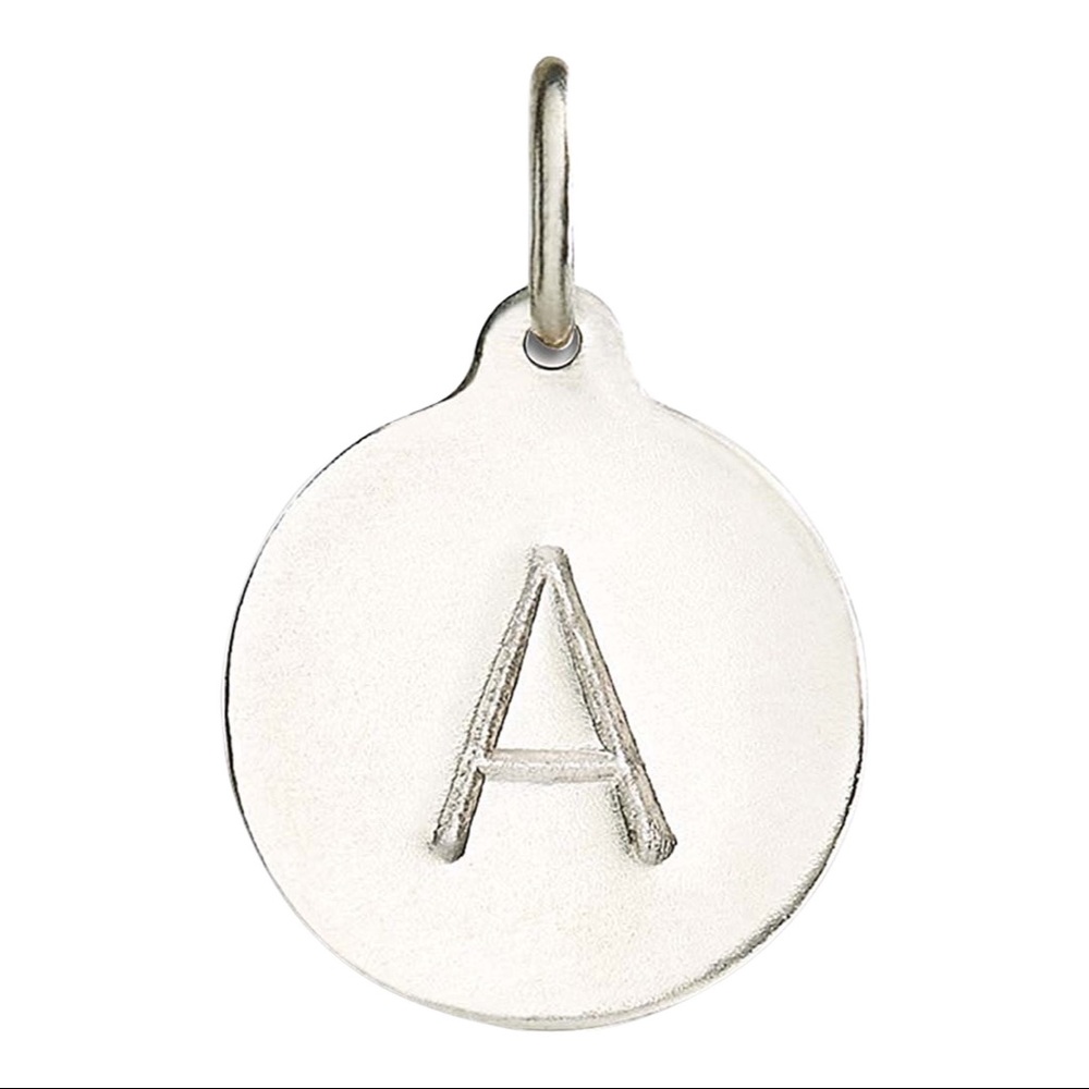Helen Ficalora Silver Letter “A” Initial Disk Charm Pendant for Necklace